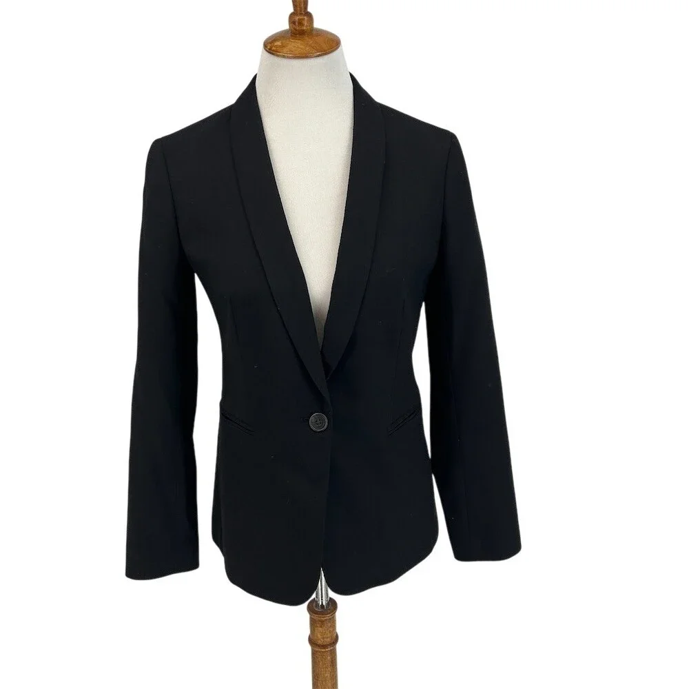 J.Crew Parke Wool Blazer Black Classic Tailored Workwear Jacket, size 2 - Picture 7 of 15